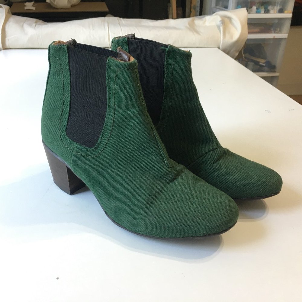 Green Canvas Chelsea Boots